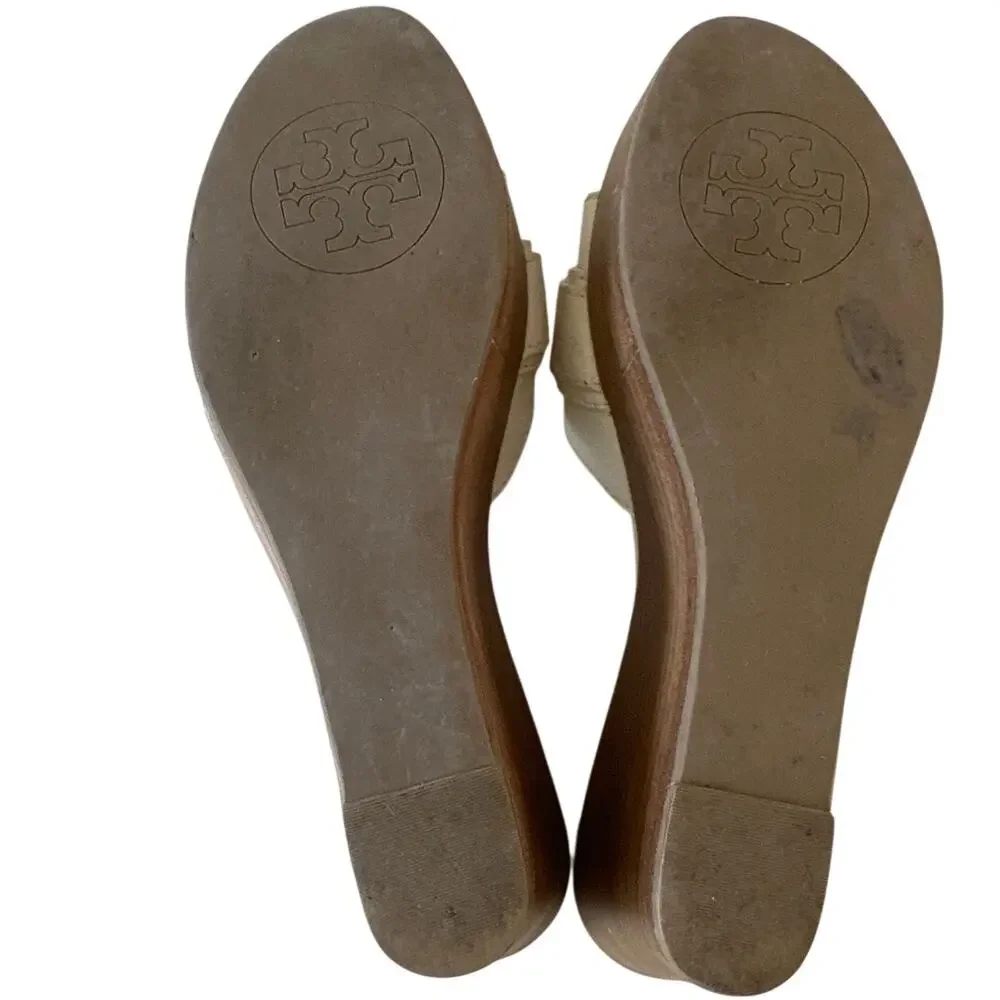 Tory Burch Elina‎ Platform Wedge Ivory Gold 9